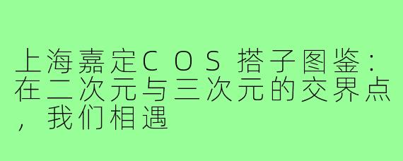 上海嘉定COS搭子图鉴:在二次元与三次元的交界点,我们相遇