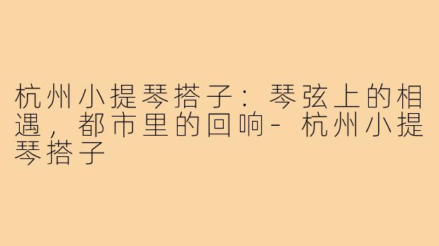 杭州小提琴搭子：琴弦上的相遇，都市里的回响-杭州小提琴搭子