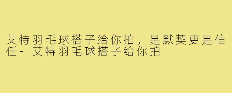 艾特羽毛球搭子给你拍,是默契更是信任-艾特羽毛球搭子给你拍