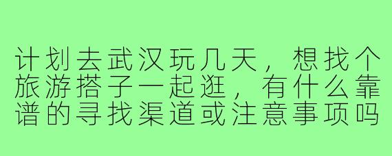 计划去武汉玩几天，想找个旅游搭子一起逛，有什么靠谱的寻找渠道或注意事项吗？