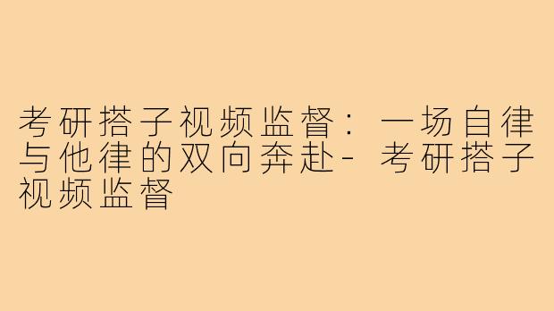 考研搭子视频监督：一场自律与他律的双向奔赴-考研搭子视频监督