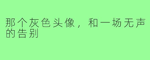 那个灰色头像,和一场无声的告别