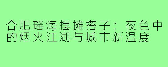 合肥瑶海摆摊搭子：夜色中的烟火江湖与城市新温度