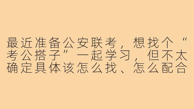 最近准备公安联考，想找个“考公搭子”一起学习，但不太确定具体该怎么找、怎么配合才能高效？有什么建议吗？
