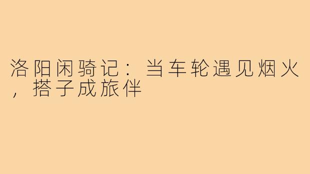 洛阳闲骑记：当车轮遇见烟火，搭子成旅伴
