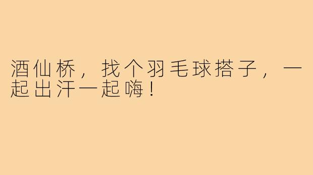 酒仙桥,找个羽毛球搭子,一起出汗一起嗨!