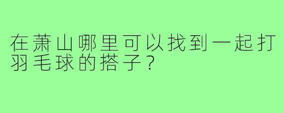 在萧山哪里可以找到一起打羽毛球的搭子？