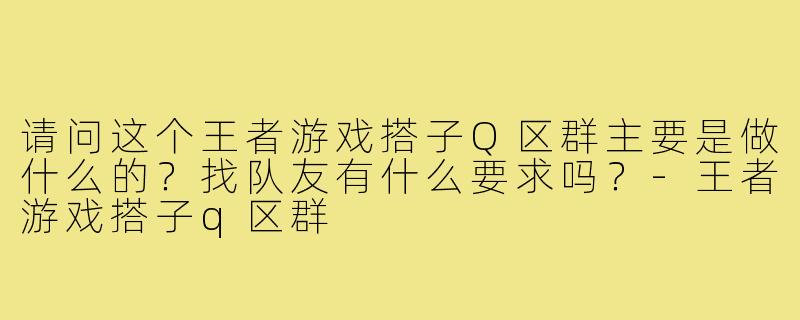 请问这个王者游戏搭子Q区群主要是做什么的？找队友有什么要求吗？-王者游戏搭子q区群