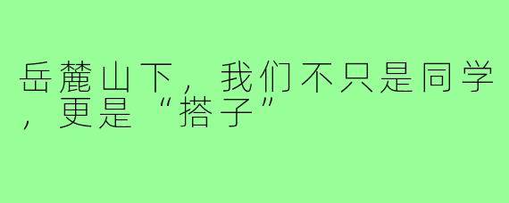 岳麓山下，我们不只是同学，更是“搭子”