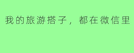 我的旅游搭子，都在微信里