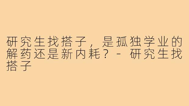 研究生找搭子，是孤独学业的解药还是新内耗？-研究生找搭子