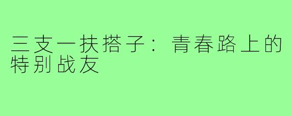 三支一扶搭子:青春路上的特别战友