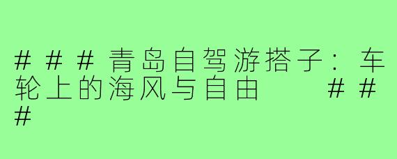 ###青岛自驾游搭子：车轮上的海风与自由

###