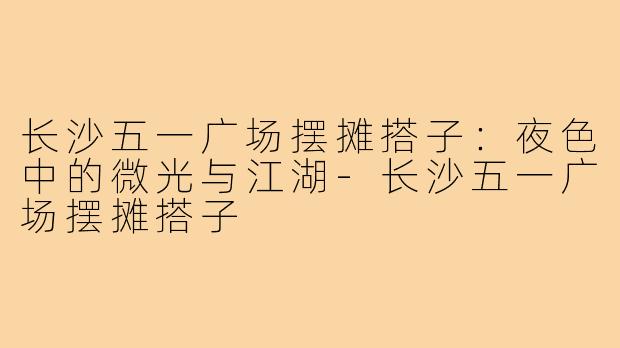 长沙五一广场摆摊搭子：夜色中的微光与江湖-长沙五一广场摆摊搭子