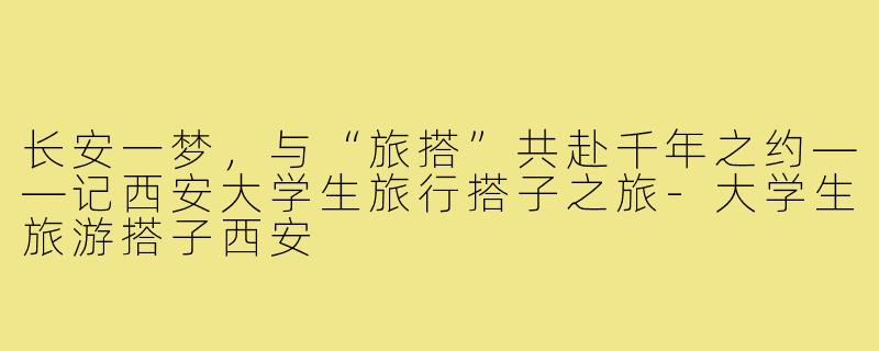 长安一梦,与“旅搭”共赴千年之约——记西安大学生旅行搭子之旅-大学生旅游搭子西安