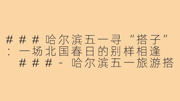 ###哈尔滨五一寻“搭子”：一场北国春日的别样相逢

###-哈尔滨五一旅游搭子