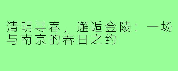 清明寻春，邂逅金陵：一场与南京的春日之约