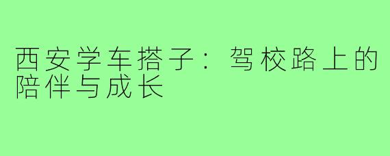 西安学车搭子:驾校路上的陪伴与成长