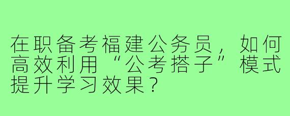 在职备考福建公务员，如何高效利用“公考搭子”模式提升学习效果？