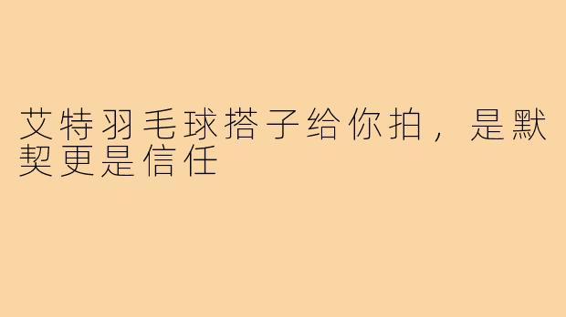 艾特羽毛球搭子给你拍,是默契更是信任