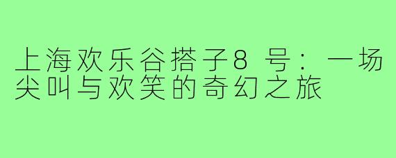 上海欢乐谷搭子8号：一场尖叫与欢笑的奇幻之旅