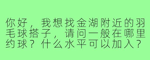 你好,我想找金湖附近的羽毛球搭子,请问一般在哪里约球?什么水平可以加入?需要自备装备吗?