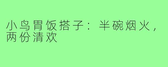 小鸟胃饭搭子：半碗烟火，两份清欢