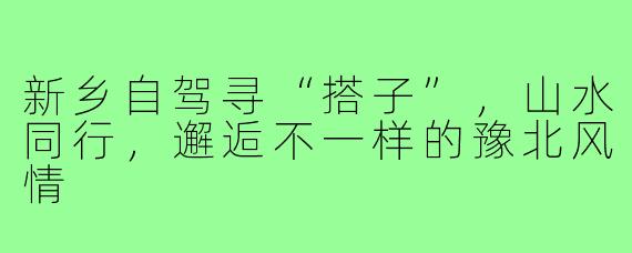 新乡自驾寻“搭子”,山水同行,邂逅不一样的豫北风情