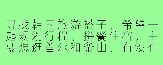 寻找韩国旅游搭子，希望一起规划行程、拼餐住宿，主要想逛首尔和釜山，有没有时间合适的小伙伴？