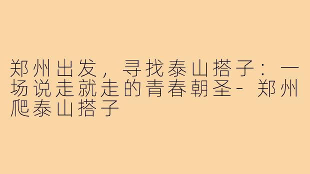 郑州出发,寻找泰山搭子:一场说走就走的青春朝圣-郑州爬泰山搭子
