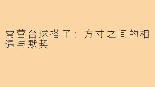 常营台球搭子：方寸之间的相遇与默契