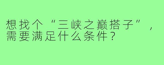 想找个“三峡之巅搭子”，需要满足什么条件？