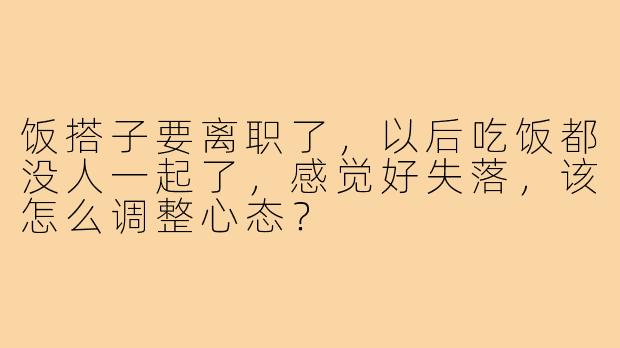 饭搭子要离职了，以后吃饭都没人一起了，感觉好失落，该怎么调整心态？