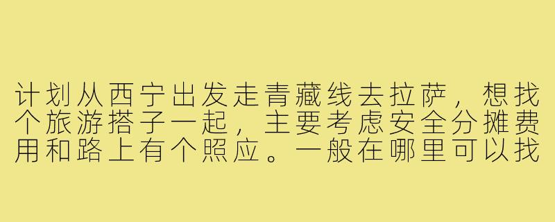计划从西宁出发走青藏线去拉萨，想找个旅游搭子一起，主要考虑安全分摊费用和路上有个照应。一般在哪里可以找到靠谱的同行伙伴？行程和费用大概怎么规划比较好？-西宁到拉萨旅游搭子
