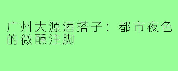 广州大源酒搭子:都市夜色的微醺注脚