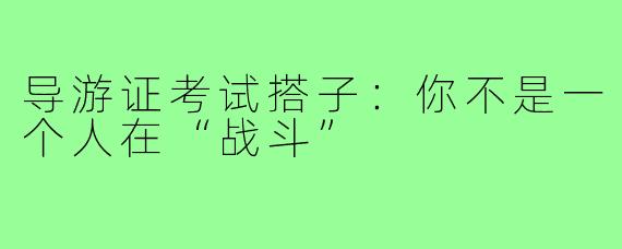 导游证考试搭子:你不是一个人在“战斗”