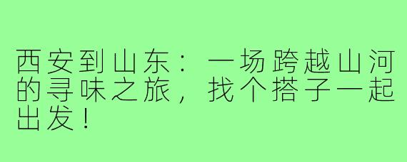 西安到山东：一场跨越山河的寻味之旅，找个搭子一起出发！