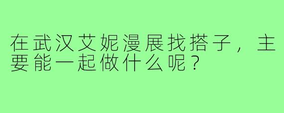 在武汉艾妮漫展找搭子，主要能一起做什么呢？