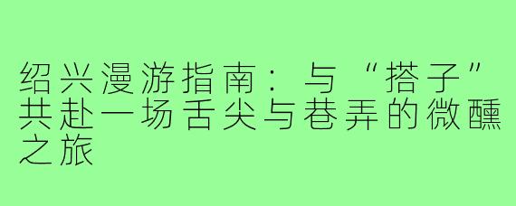 绍兴漫游指南:与“搭子”共赴一场舌尖与巷弄的微醺之旅
