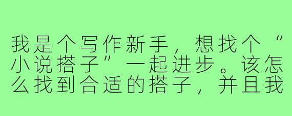 我是个写作新手，想找个“小说搭子”一起进步。该怎么找到合适的搭子，并且我们具体能一起做什么呢？