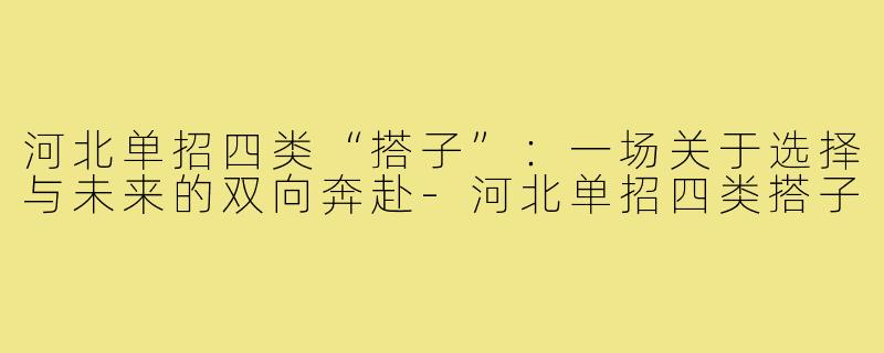 河北单招四类“搭子”：一场关于选择与未来的双向奔赴-河北单招四类搭子