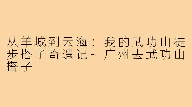 从羊城到云海：我的武功山徒步搭子奇遇记-广州去武功山搭子