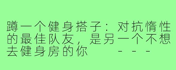 蹲一个健身搭子:对抗惰性的最佳队友,是另一个不想去健身房的你
---