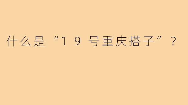 什么是“19号重庆搭子”？