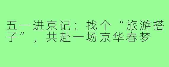 五一进京记：找个“旅游搭子”，共赴一场京华春梦