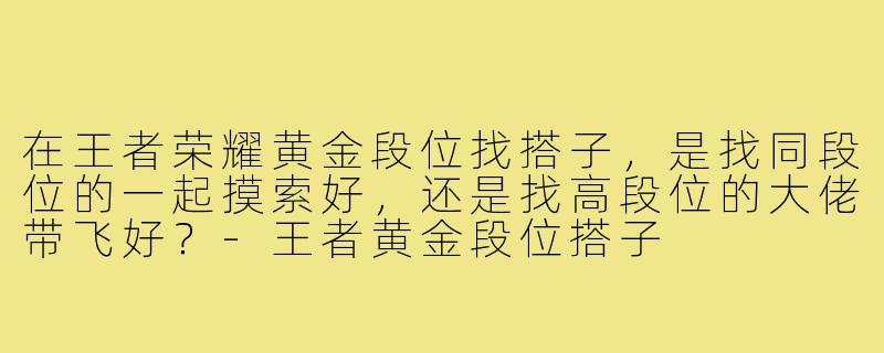 在王者荣耀黄金段位找搭子，是找同段位的一起摸索好，还是找高段位的大佬带飞好？-王者黄金段位搭子