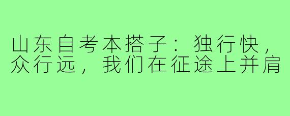 山东自考本搭子:独行快,众行远,我们在征途上并肩