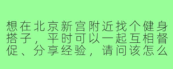 想在北京新宫附近找个健身搭子，平时可以一起互相督促、分享经验，请问该怎么找呢？