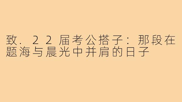 致.22届考公搭子：那段在题海与晨光中并肩的日子