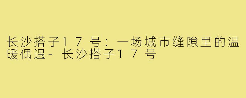 长沙搭子17号：一场城市缝隙里的温暖偶遇-长沙搭子17号